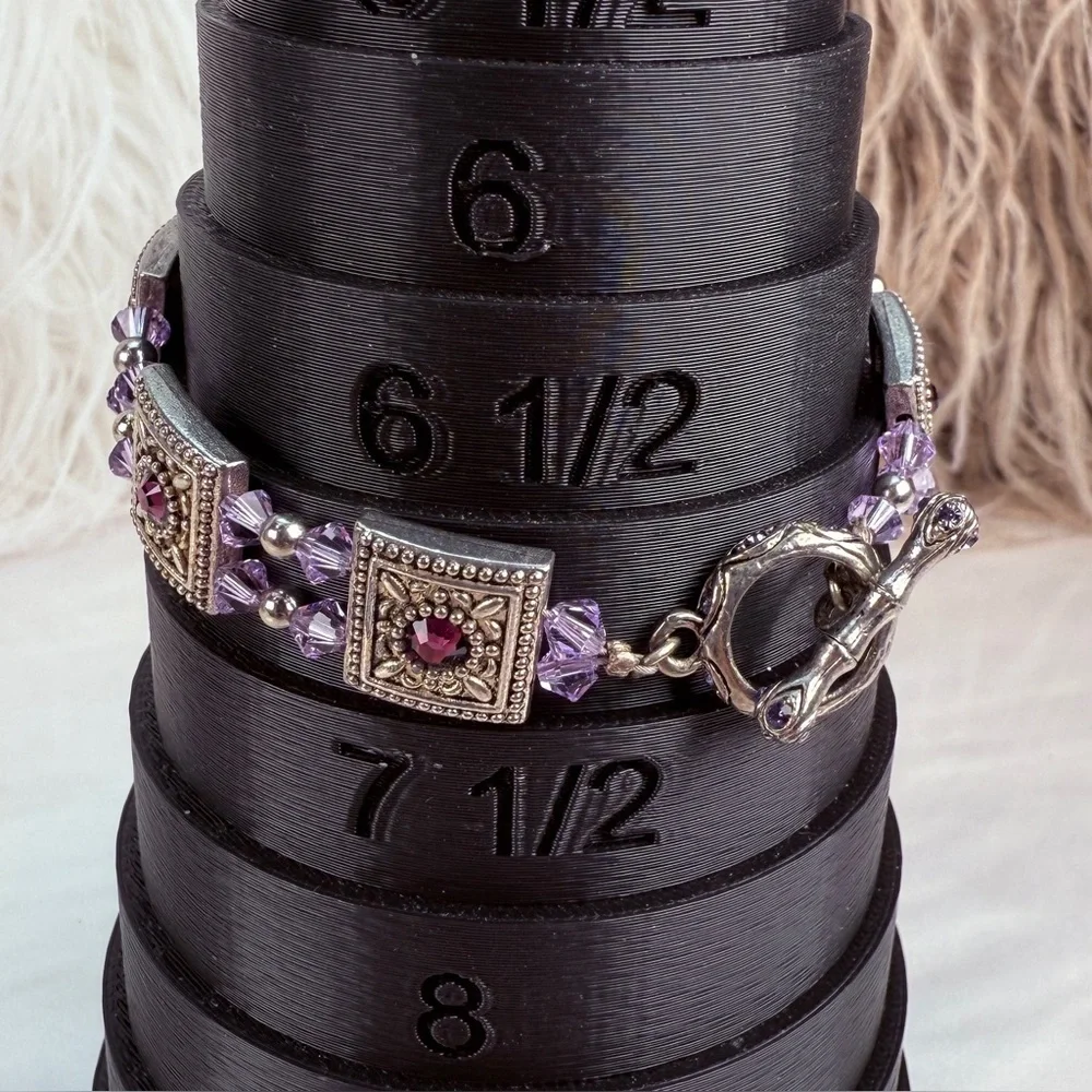 Bohemian chic Aged Silvertone purple toggle bracelet